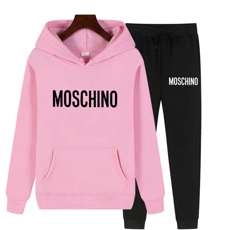 

2021 New Autumn Winter Women tracksuit thick fleece High quality suit 2 pieces sets hoodies sweatshirt and pants suits men
