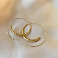 vintage copper metal gold color hoop earrings for women tous y2k jewelry 2021 fashion elegant texture hanging luxe drop earring