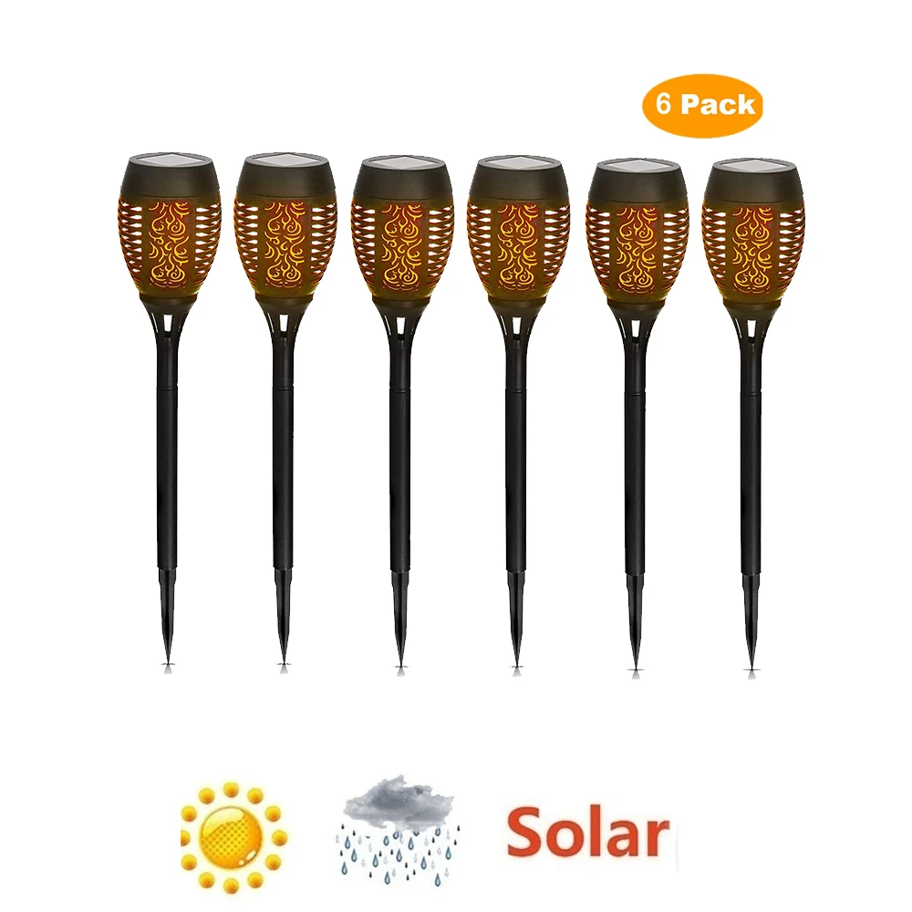 

6 pcs Solar Flame Lamp IP65 Waterproof LED Garden Decoration Landscape Light Lawn Lamp Path Lighting