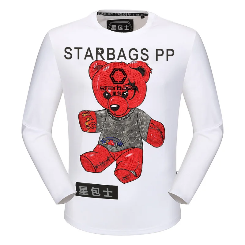 

starbags PP original brand new warm men's Pullover punk style street bear color diamond crew neck pure wool, counter quality 3 o