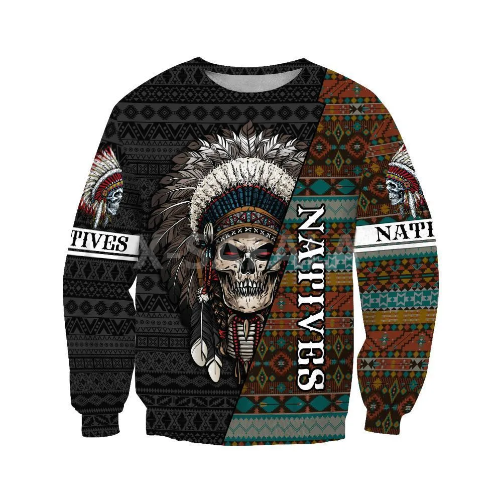 

Native Indian Blood Loving Skulls 3D All Print Size Hoodie Man Women Harajuku Outwear Zipper Pullover Sweatshirt Casual Unisex