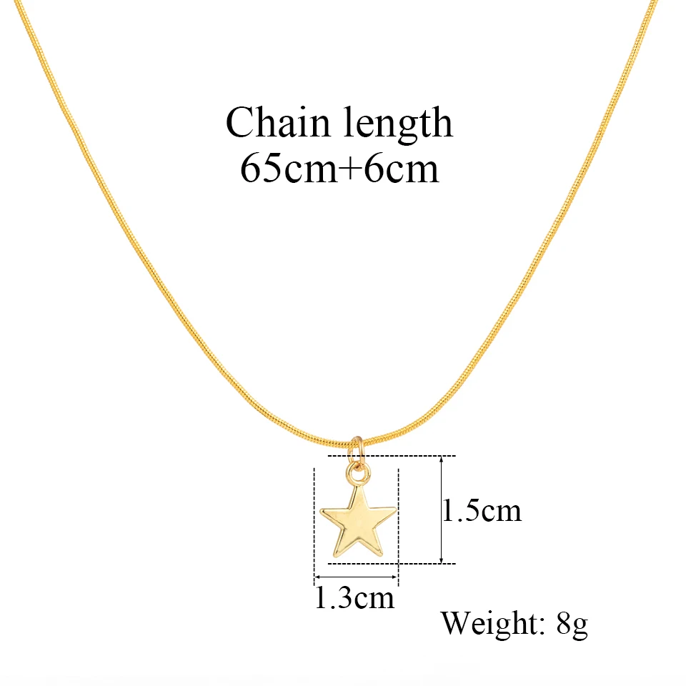 Минималистичные милые золотые форма лунной звезды Подвеска цепочка-змейка