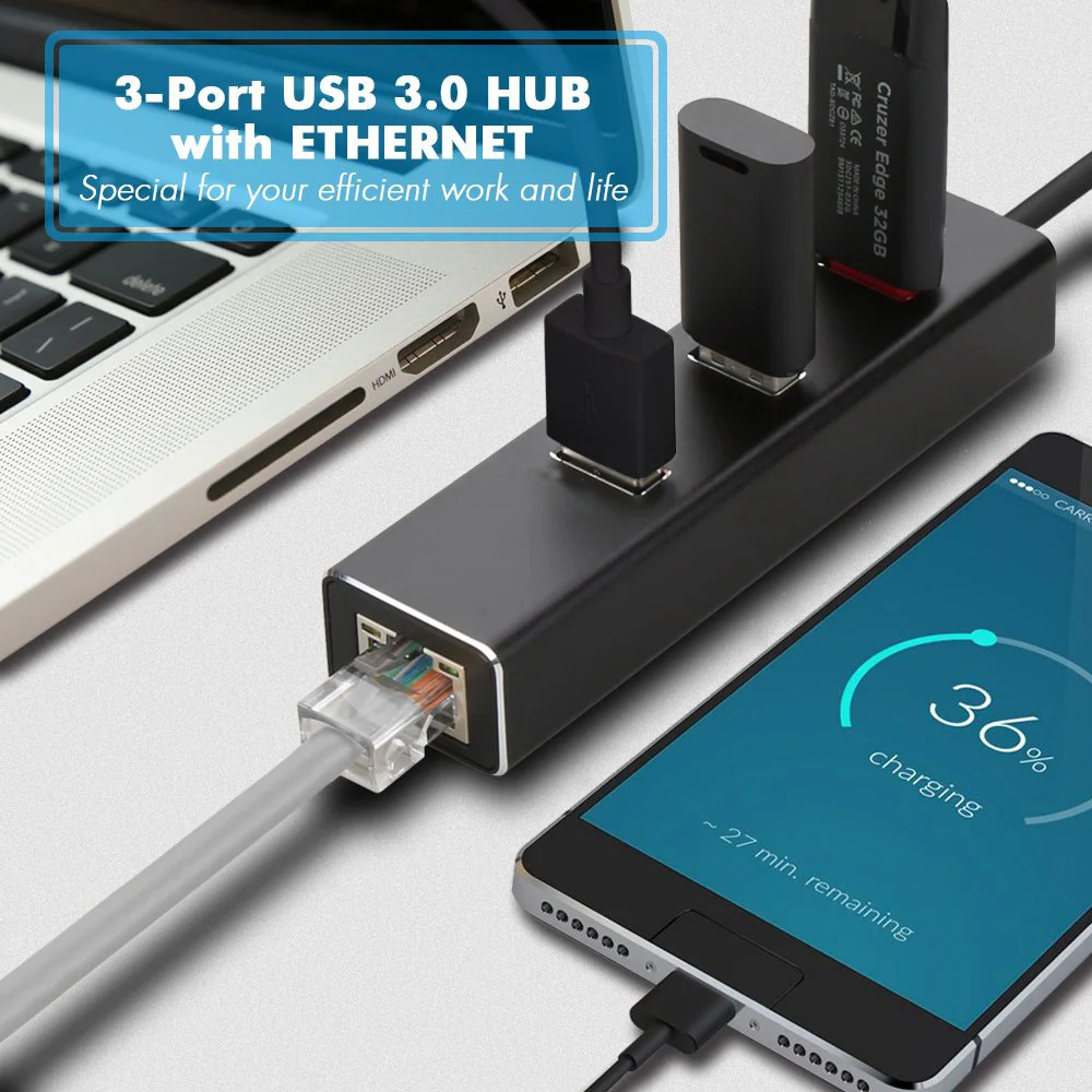 Алюминий Тип c USB 3 0 концентратор Ethernet сетевой адаптер 1000 Мбит/с RJ45 разъемом