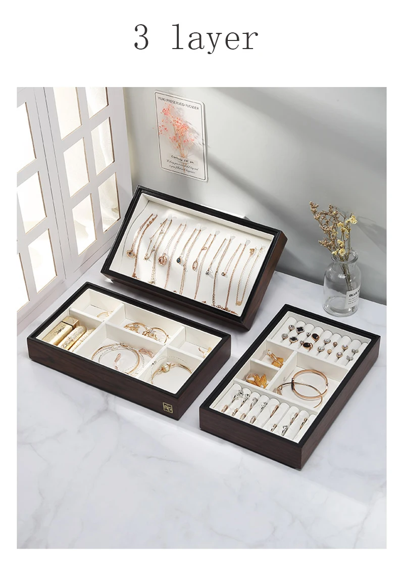 Трехслойная и 4 слойная новая деревянная шкатулка для ювелирных изделий с ручкой