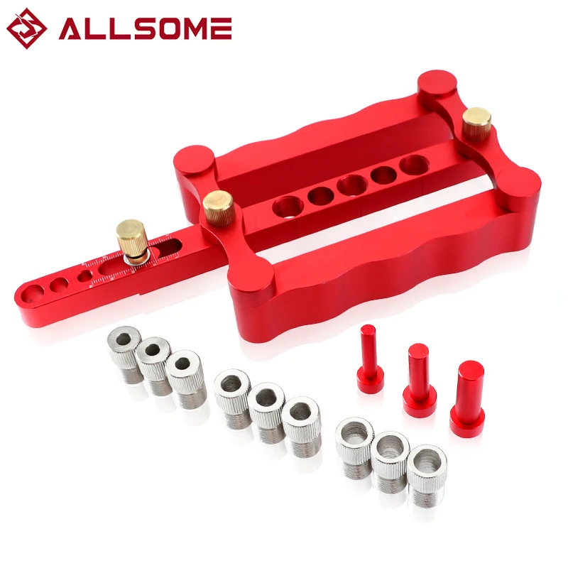 

ALLSOME 6/8/10mm Self-centering Woodworking Doweling Jig Drill Guide Wood Dowel Puncher Locator Tools Kit for Carpentry