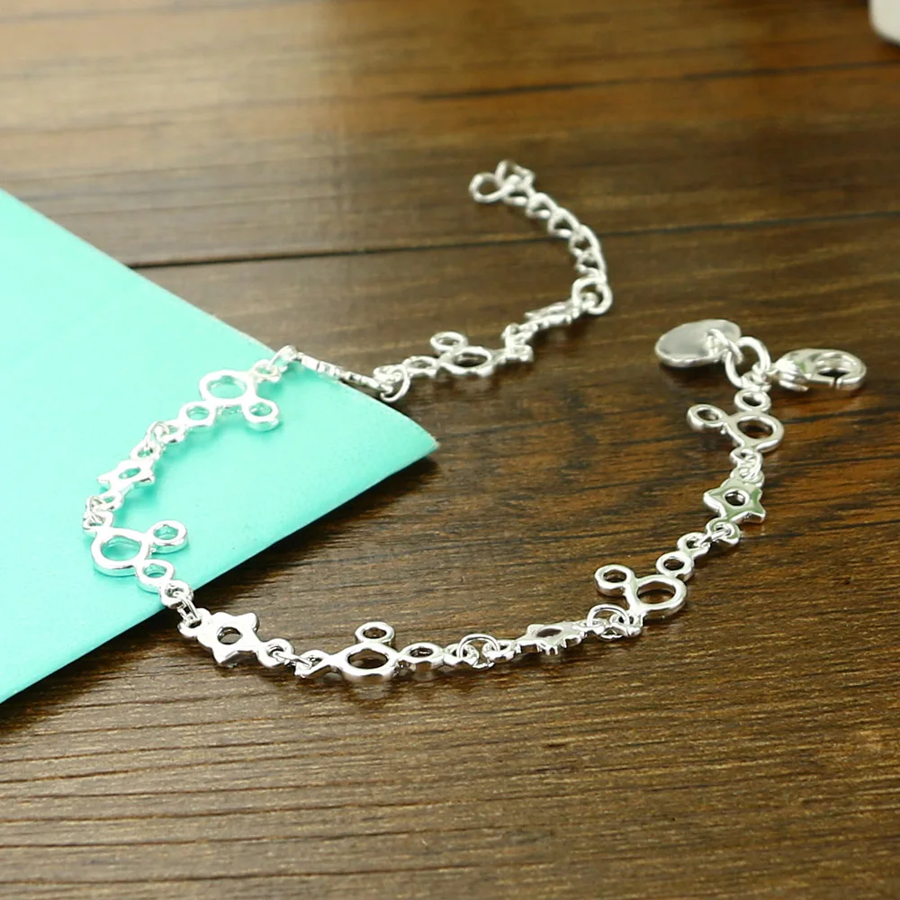 Женский серебряный браслет милый Микки из твердого серебра женские популярные