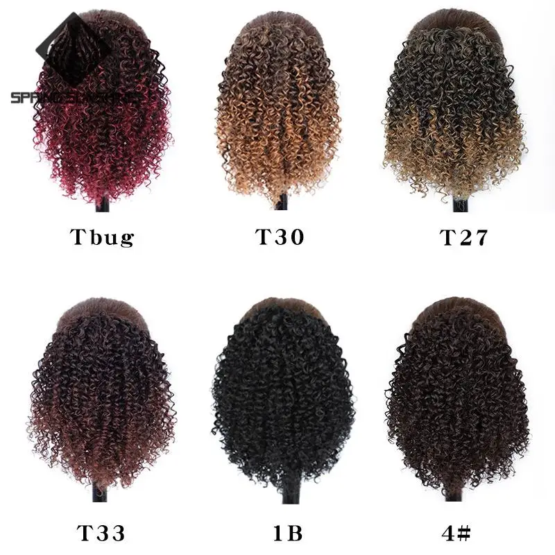 Кудрявый кудрявый накладной хвост афро кудрявые накладные волосы синтетические