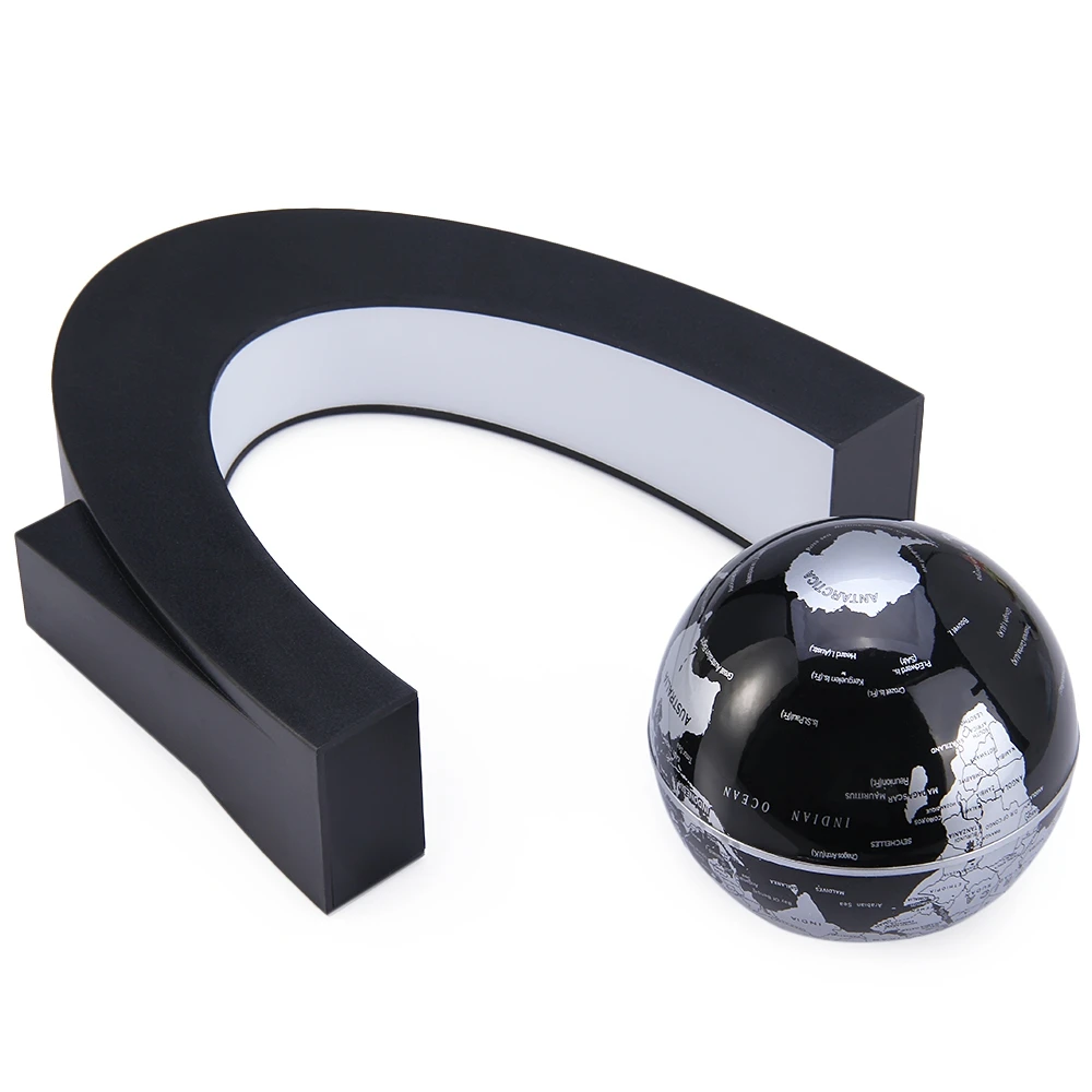 C Shape Levitation Floating Globe Rotating Magnetic World Map Colorful LED Lamp Gift Decoration | Дом и сад