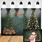 Рождественская вечеринка фотосессия фотография фон для новорожденных день рождения зимний фон зеленый венок Подарочные игрушки Рождественская елка фон