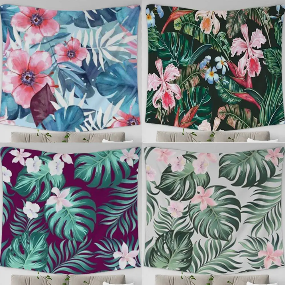 

Bohemia Flowers Leaves Green Rose Combination Hanging Trippy Tapestry Wall Decor Bed Living Room Dorm