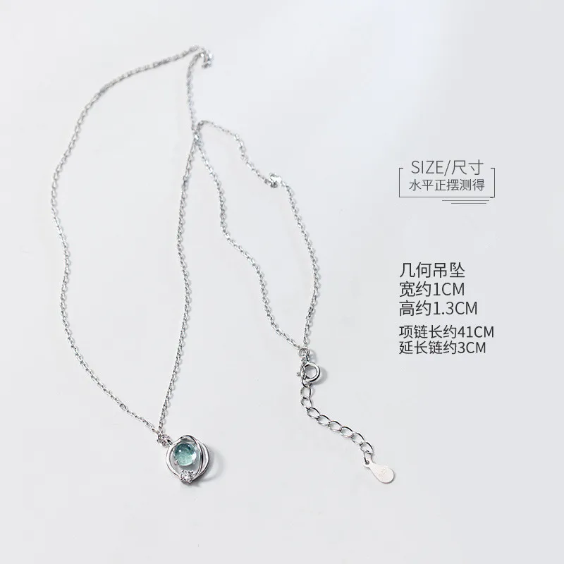 

DAIWUJAN 925 Sterling Silver Aurora Crystal Planet Pendant Choker Necklace For Women Romantic Jewelry Wedding Accessories Gift
