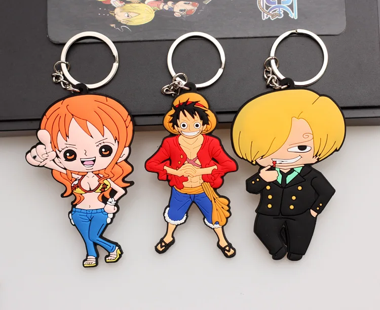 1pcs Anime Action Figure One Piece Double Side Rubber Keychain Luffy Nami Boa Hancock Cartoon Keyring Pendant Jewelry Accessory | Игрушки и