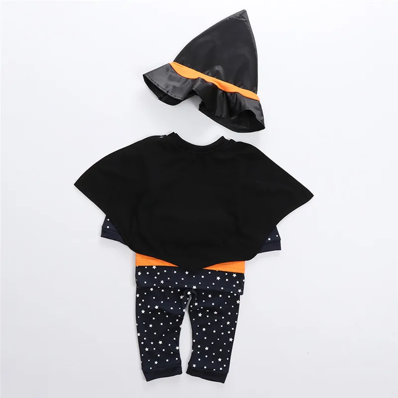

Newly Cosplay Halloween Toddler Baby Kid Pumpkin Print Sleeveless Romper Jumpsuits Tops Hats Baby Clothes 4PCS Costumes 0-5Y