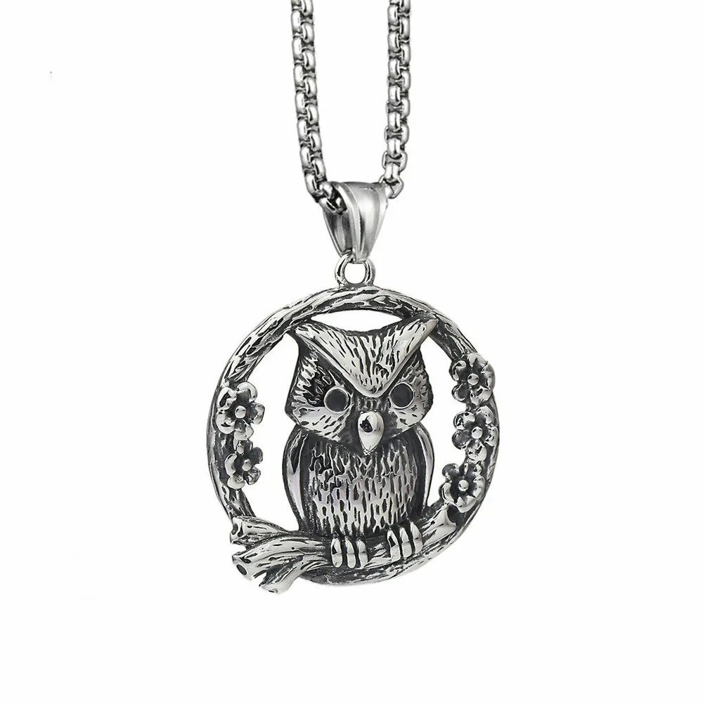 

Vintage Style Stainless Steel Cute Owl Bird Pendant Necklace Girl Jewelry