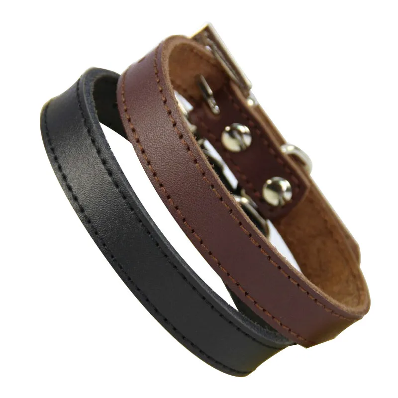 Кожаный ошейник Регулируемый Чихуахуа маленькая собака Кот Воротник шеи пряжка