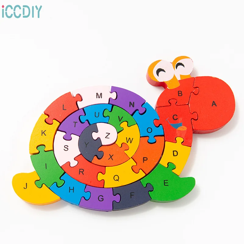 

Деревянные строительные блоки, игрушки для детей, раннее обучение, улитки, цифровая черепаха, Когнитивное правописание, детская игрушка, по...