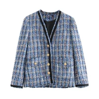 spring 2020 new womens style street fashion temperament versatile tweed coat