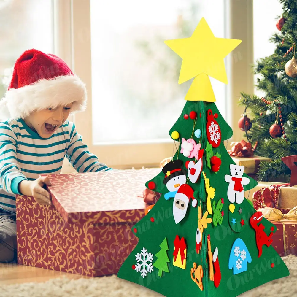 OurWarm DIY войлочная Рождественская елка новогодние подарки Детские игрушки искусственные елочные украшения Рождественское украшение для дома Рождественская войлочная елка