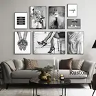 Плакат черно-белый, современное модное настенное искусство, Женская Скандинавская Картина на холсте в стиле лофт, картина для интерьера, Безрамная девушка