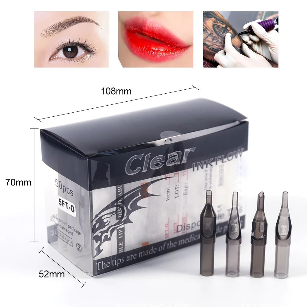 50 шт. круглые плоские серые стерилизованные иглы для тату машинки|Типсы