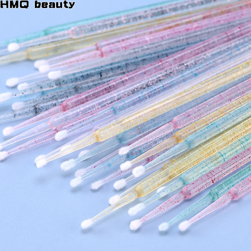 80pc crystal microbrush Disposable Individual Lash Removing Swab Micro Brush Medium quality Eyelash Extension Tools