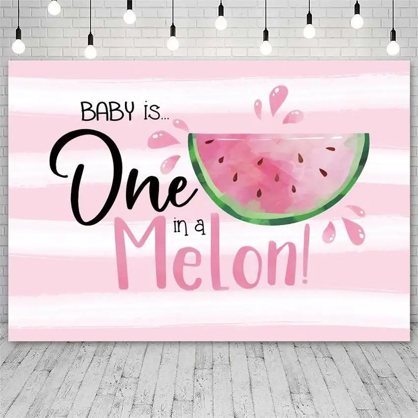 

Pink White Striped Baby Watermelon Backdrops Photography Fruit Party Kids Birthday Photo Background