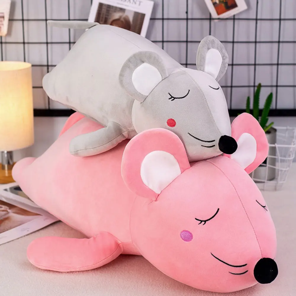 

1PC Adorable Mice Throw Pillow Cartoon Rat Bolster Funny Zodiac Mice Plush Down Cotton Dolls for Home Car Office G