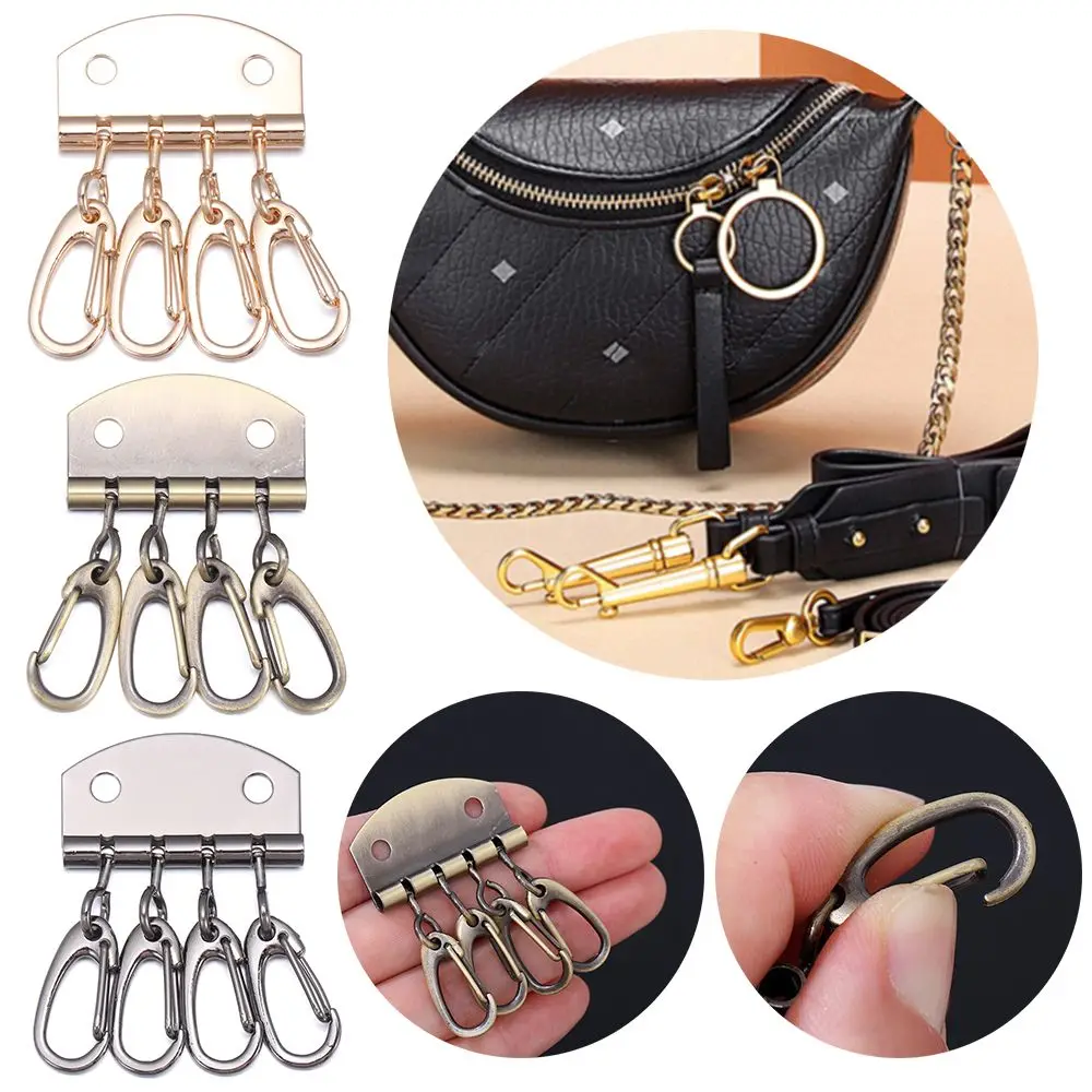 

4Pcs New Accessories DIY Sewing Keyring Metal Leather Craft Key Patchwork Holders Leather Bag Buckles Row Rivet Hook