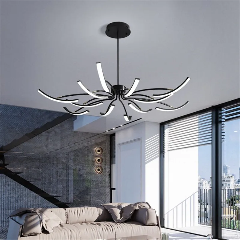 

White Black Modern Led Chandeliers For Living Dining Room Dimmable Remote Controller Iron Body Lighting Fixture DIY Illuminates