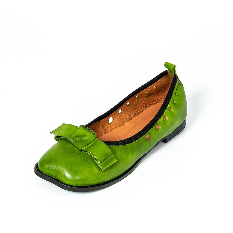 Женские туфли из натуральной кожи Johnature на плоской подошве Неглубокий квадратный