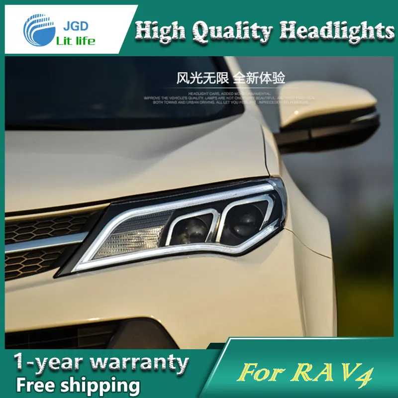 Автомобильный Стайлинг чехол для передней фары Toyota RAV4 2013 2015 светодиодный ные ДХО