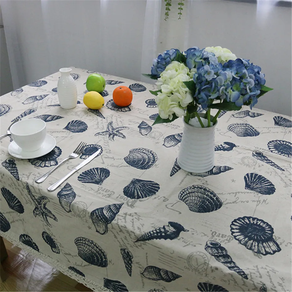 Домашняя простая скатерть из хлопка и льна Пыленепроницаемая макраме кружевное