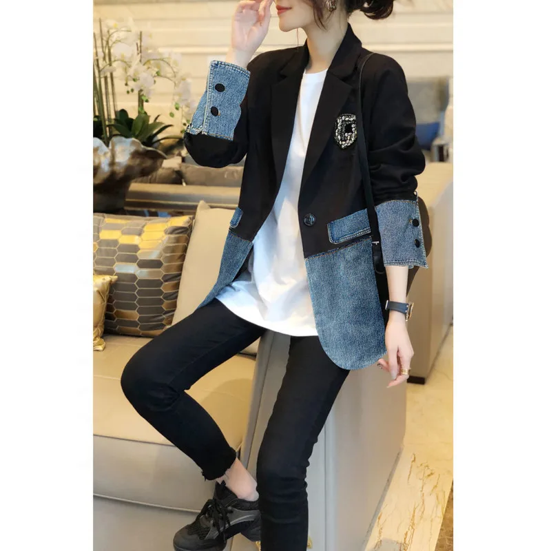 Женский блейзер весна-осень 2021 новая Корейская свободная повседневная куртка с