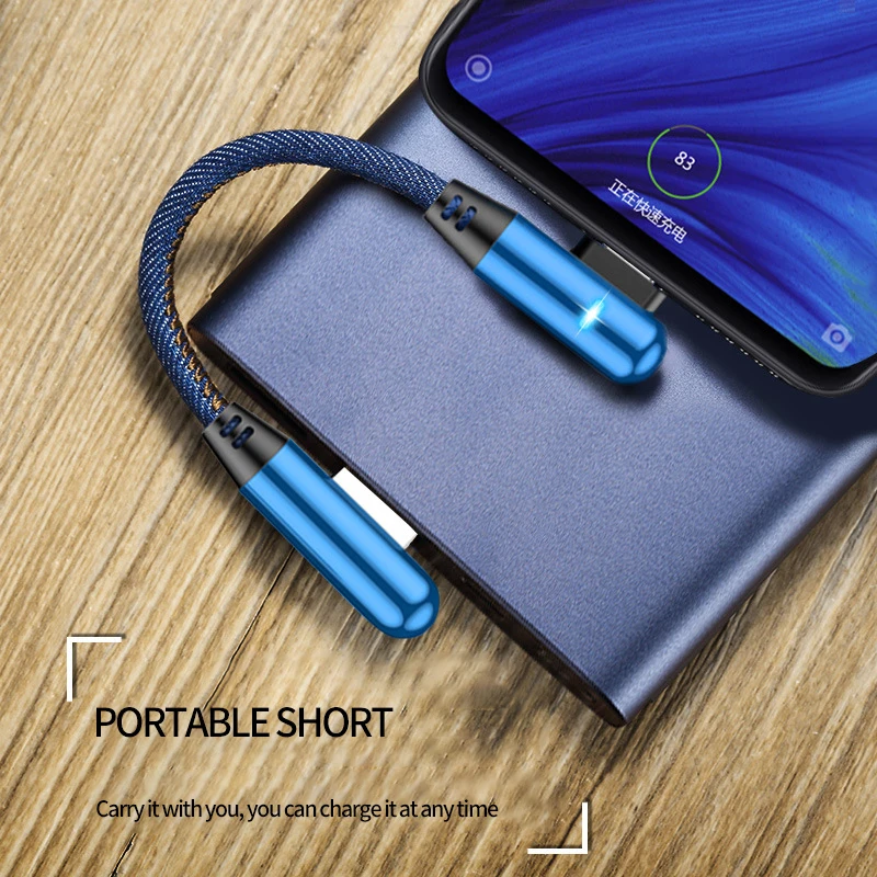 Кабель Micro usb type C для Apple iPhone светодиодный кабель передачи данных c локоть зарядки