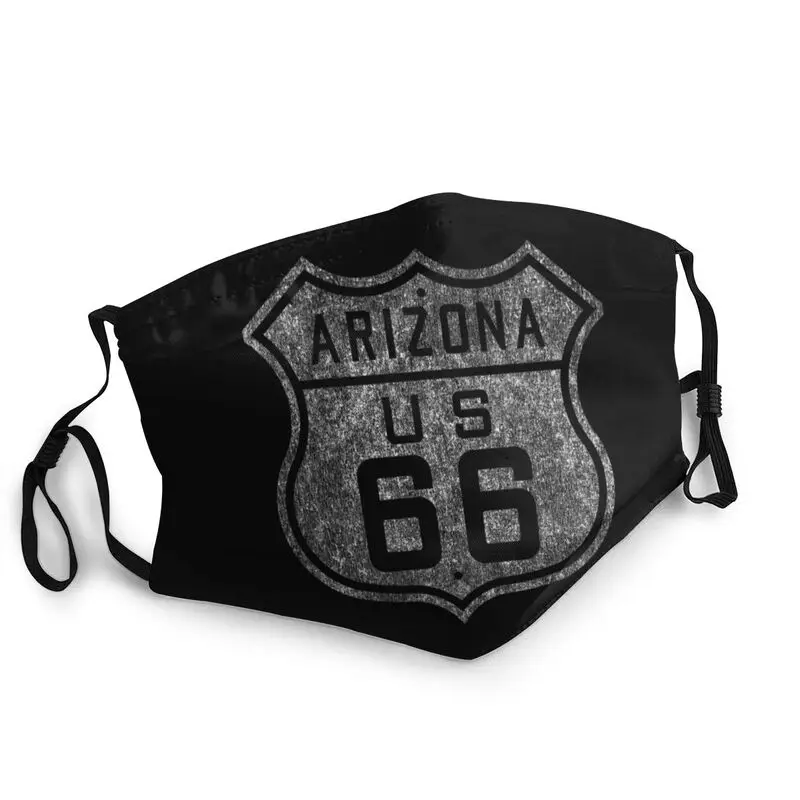 

Vintage Route 66 Sign Breathable Face Mask Unisex America Highway Mask Dustproof Protection Cover Respirator Mouth-Muffle