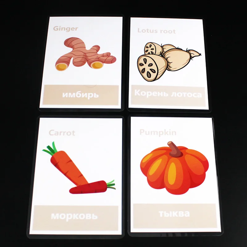 16 шт./компл. Обучающие карты с овощами на русском и английском языках игры