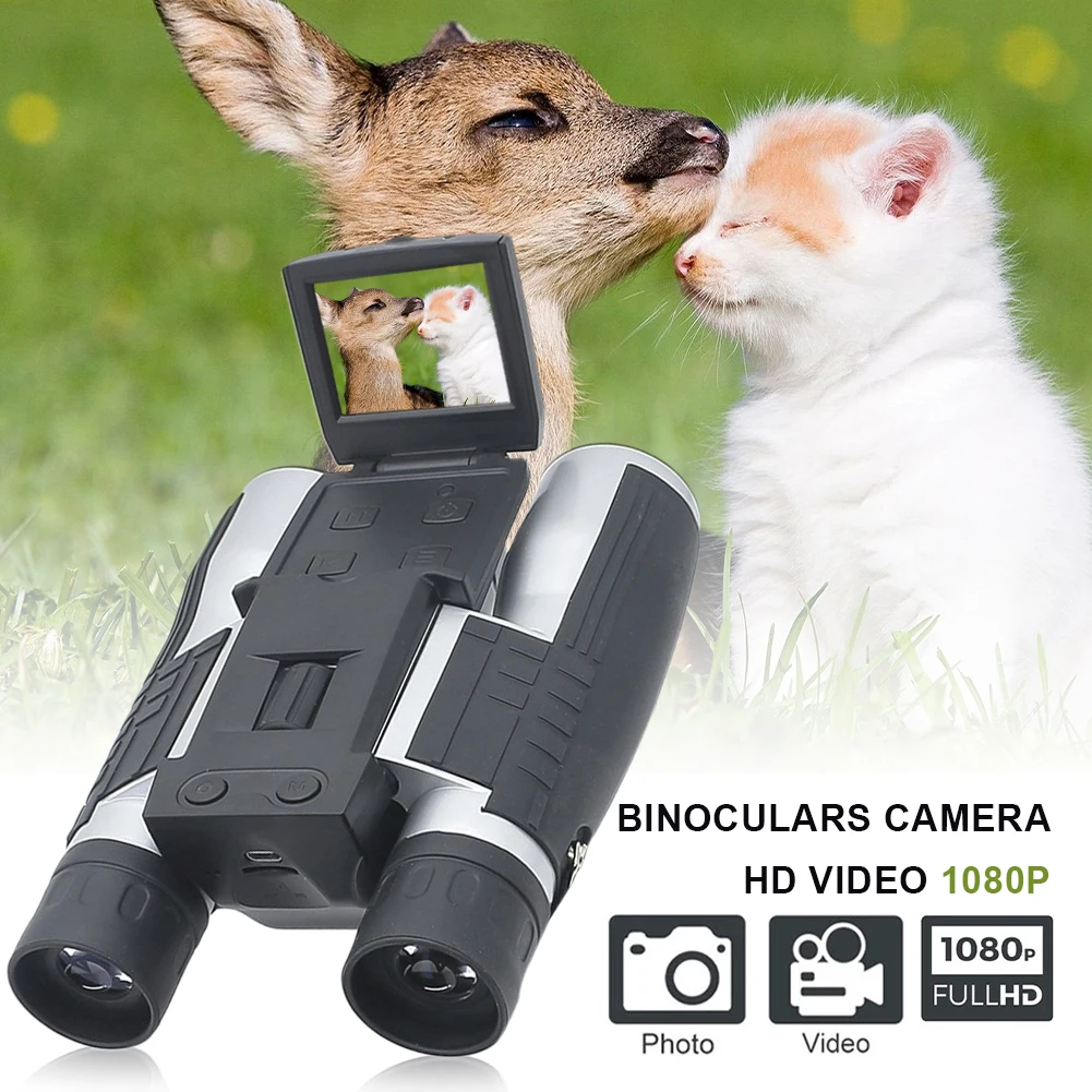 

2" LCD Digital Binoculars with Camera 1080P 12X Zoom Long Range Recording Video Photo for Bird Watching Hunting