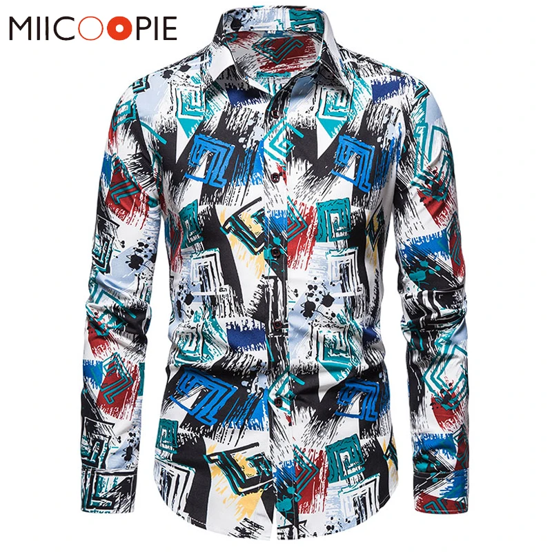 

Vintage New Style Men Hawaiian Shirt Summer Streetwear Long Sleeve Mens Casual Printed Shirts Blusa Social Masculina Manga Longa
