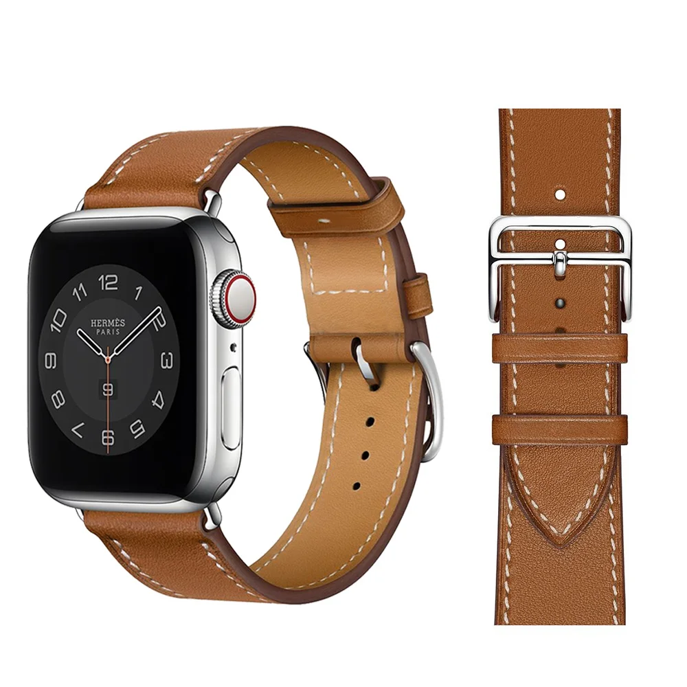 Real Leather Single Tour for iWatch band 38mm 42mm Business Sports loop on Apple smart watch se Strap 40mm 45 44mm Series 76543