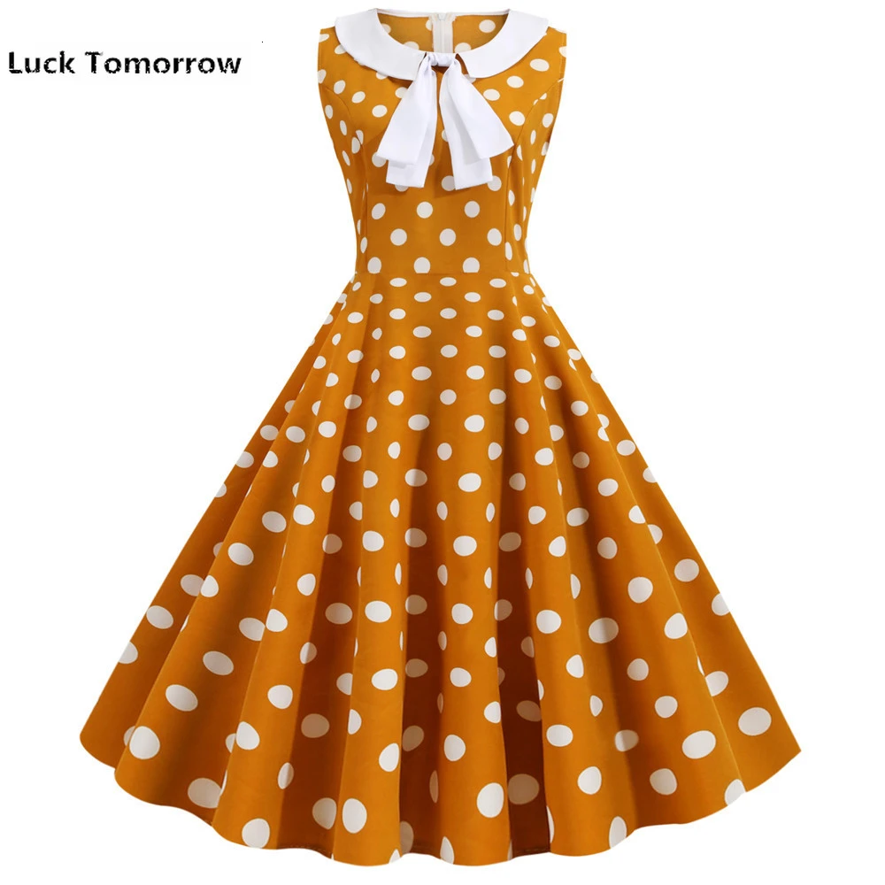 Женское лето 2019 ретро Тонкое Питер Пэн воротник Pin Up вечернее платье рокабилли Robe