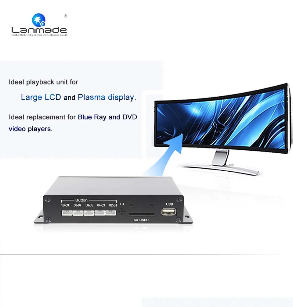 MPC1080P-10 Кнопка медиаплеер лучшая коробка vga/cvbs выход памяти карты игрок mp4 mp3 цифровой плеер