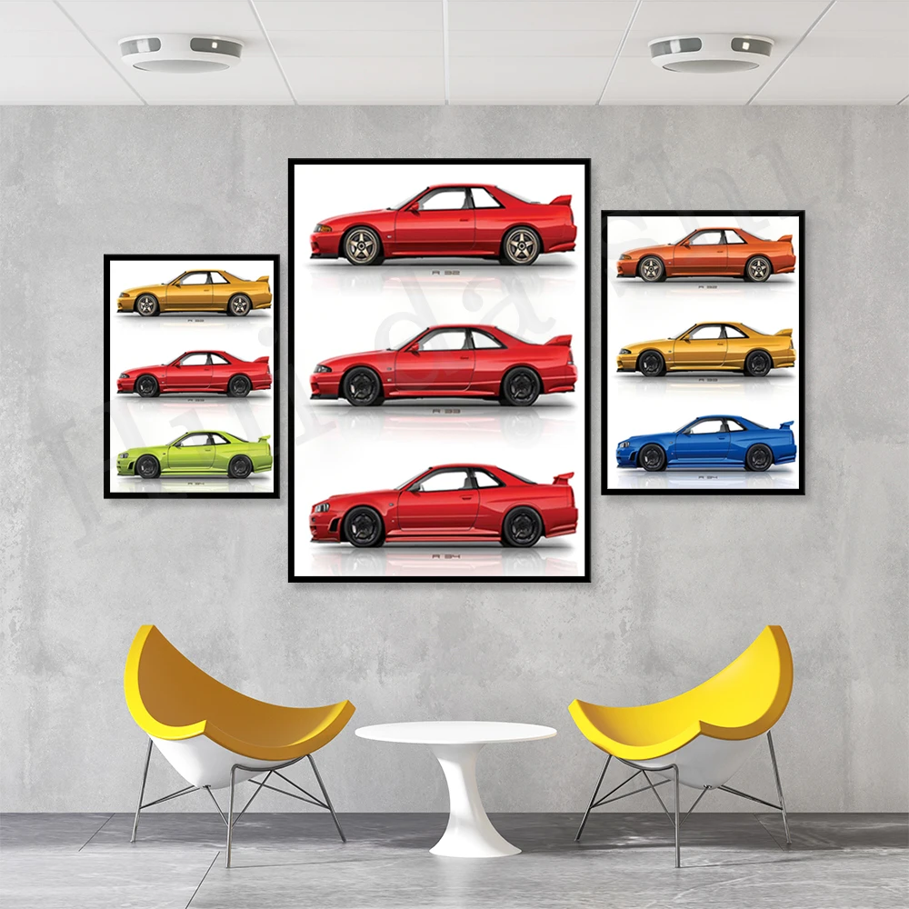 

Nissan Skyline GTR R32, R33, R34 poster, gift for car lovers, digital artwork print on high quality / gift for him
