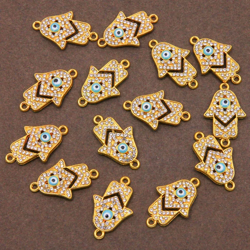 6 шт. золотые и серебряные Фатимы бусины ручной работы Шарм соединитель Стразы DIY