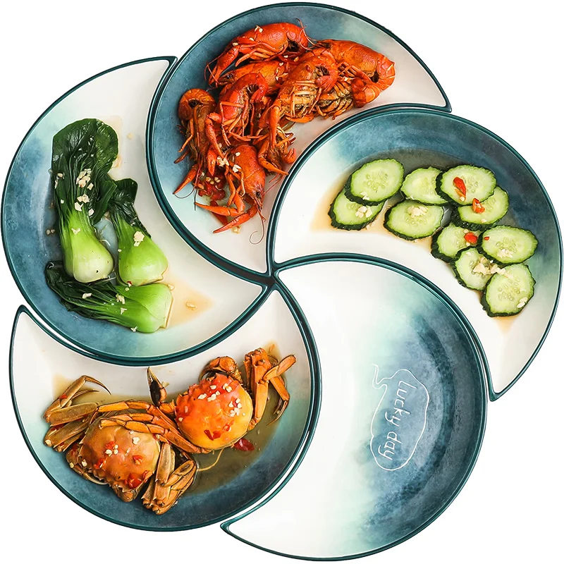 

Creative platter tableware combination small platter dish plate net red hot pot tableware ceramic set platter
