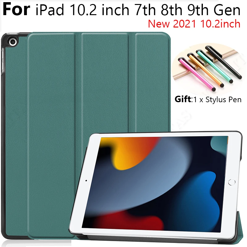 

Чехол из искусственной кожи для ipad 9, 8, 7 поколения, чехол с тройной складкой для электронной книги, чехол для ipad 10,2, 2021, 2020, 2019, чехол-подставка ...