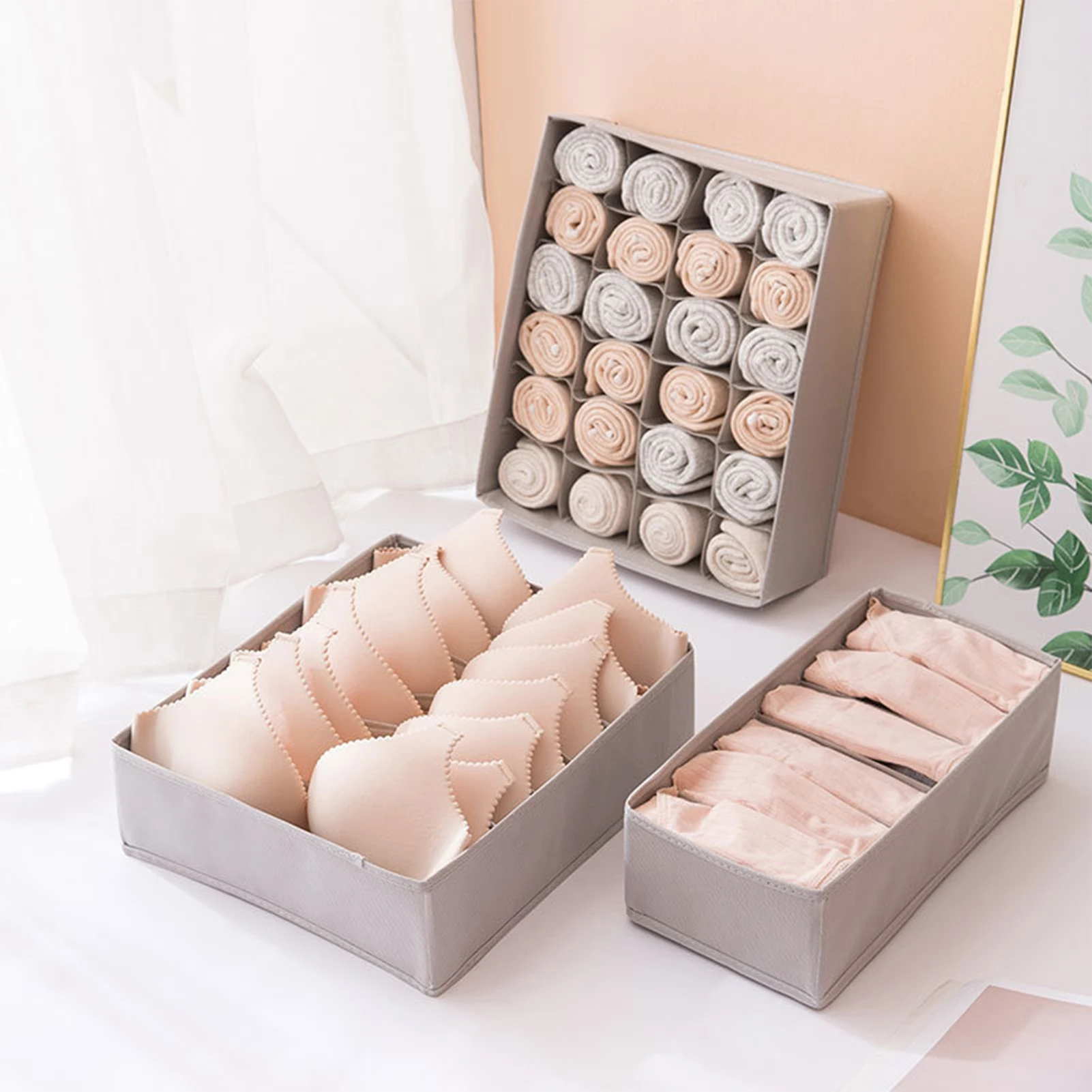 

3Pcs Underwear Storage Box Set Non-woven Fabric Durable Multifunctional Cloth Organizer For Store Underwear Socks