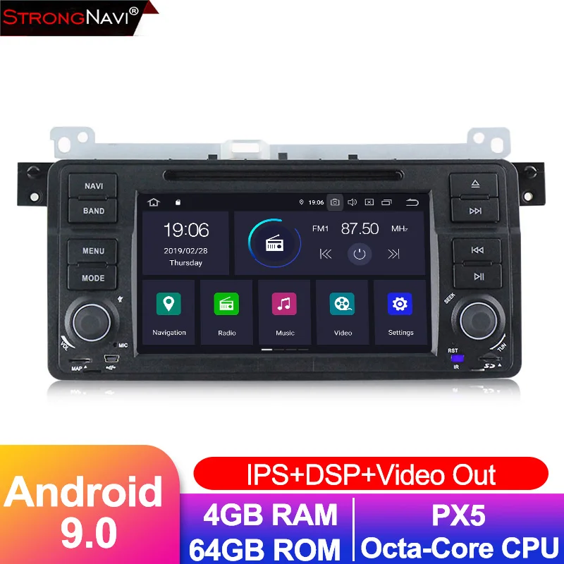 Ips DSP 4 + 64G Автомобильный мультимедийный плеер Android 9 gps навигационное Радио стерео