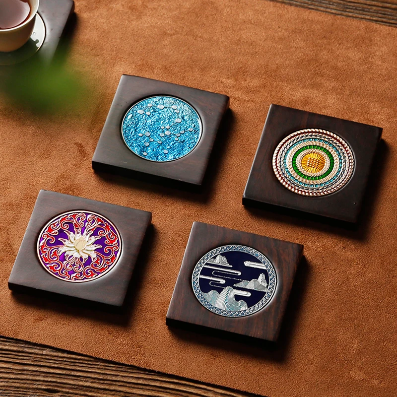 

Ebony Coaster Solid Wood Kung Fu Tea Set Tea Ceremony Accessories Insulation Mat Japanese Style Iron Pot Purple Sand Pot Holder