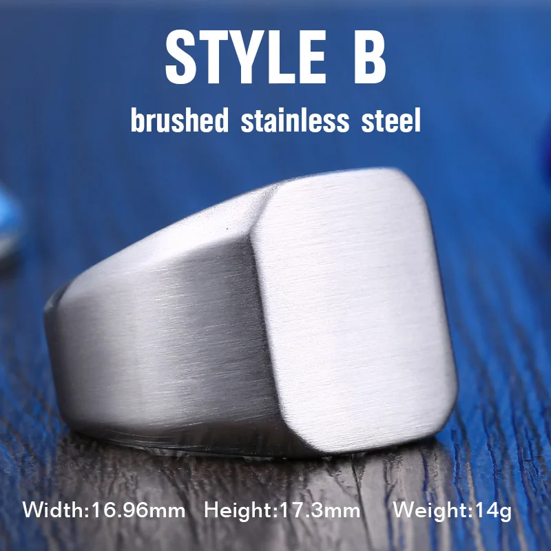 BR8-404Steel BEIER, мужское полированное модное байкерское кольцо из нержавеющей стали 316L, уникальное серебряное Золотое черное квадратное кольцо для мужчин, подарок BR8-177 - Цвет основного камня: BR8-404Steel