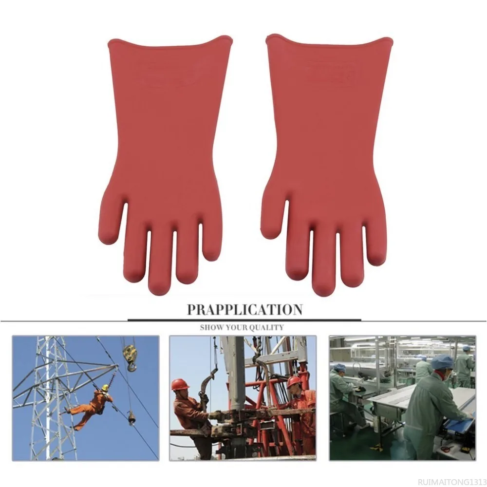 

Professional 12 KV High Voltage Electrical Insulating Gloves 1 Pair Of Rubber Electrician 100% Safety Gloves 40cm Hot Sellings